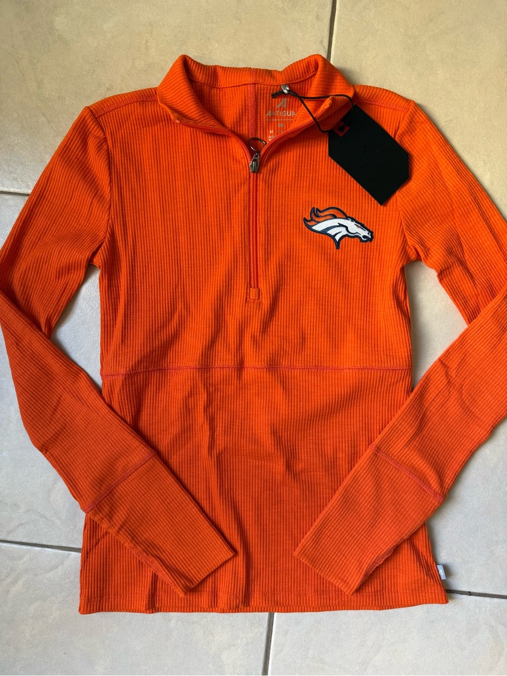 Antigua Denver Broncos Women’s Fashion Long Sleeve 1/4 Zip Shirt